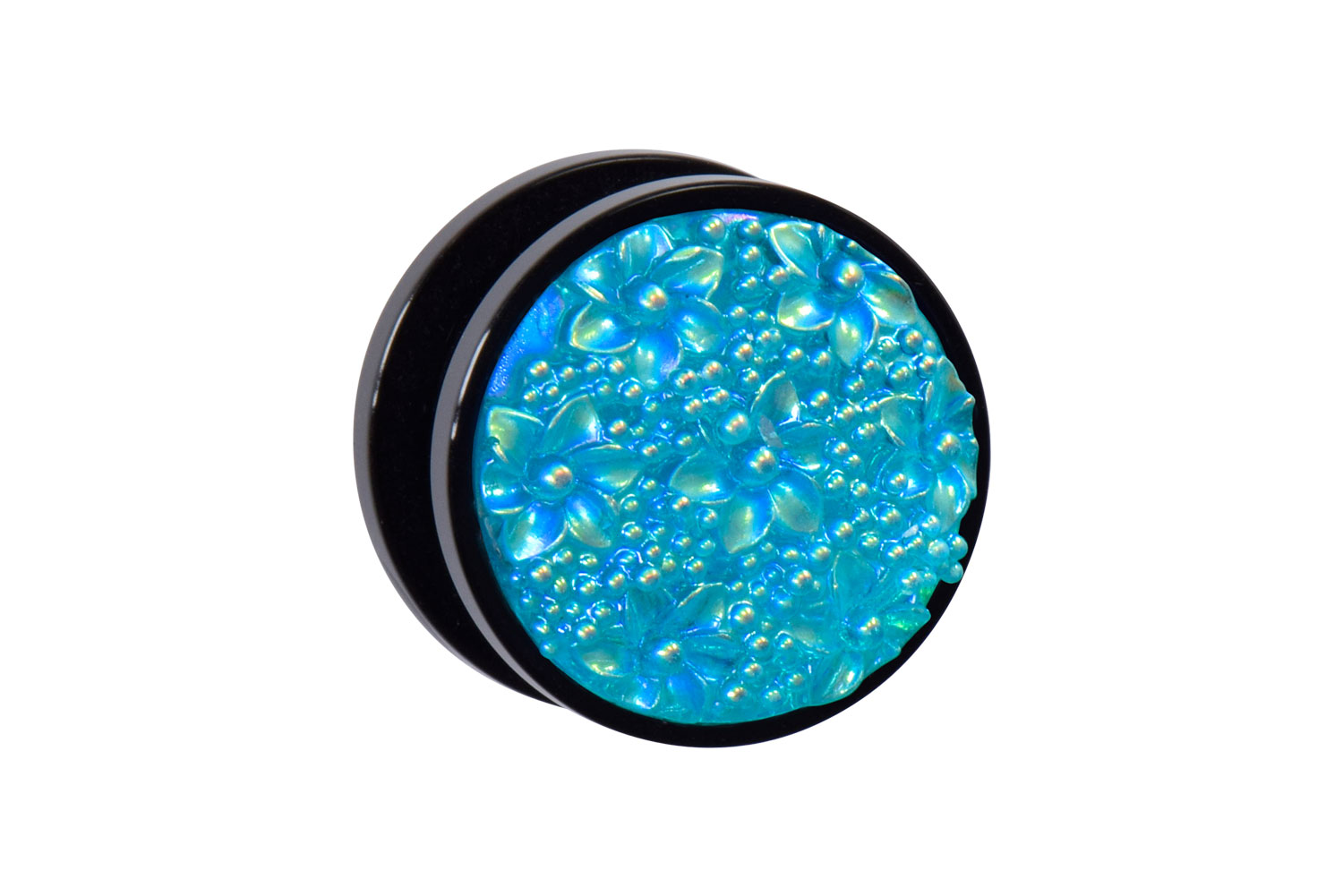 Acryl Plug schwarz BLUMEN ++SALE++ von Piercingline